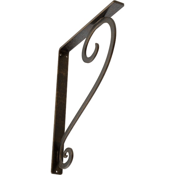Ekena Millwork Edwards Wrought Iron Bracket, (Single center brace), Antiqued Brass 1 1/2"W x 12"D x 15"H BKTM01X12X15SEDABS - main